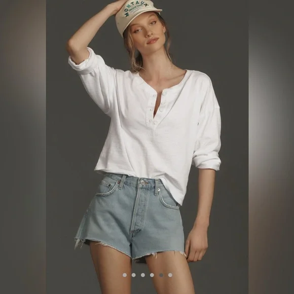NWT Anthropologie AGOLDE Mila High Waist Cutoff Denim Shorts in HAZARD $148 - Picture 3 of 7